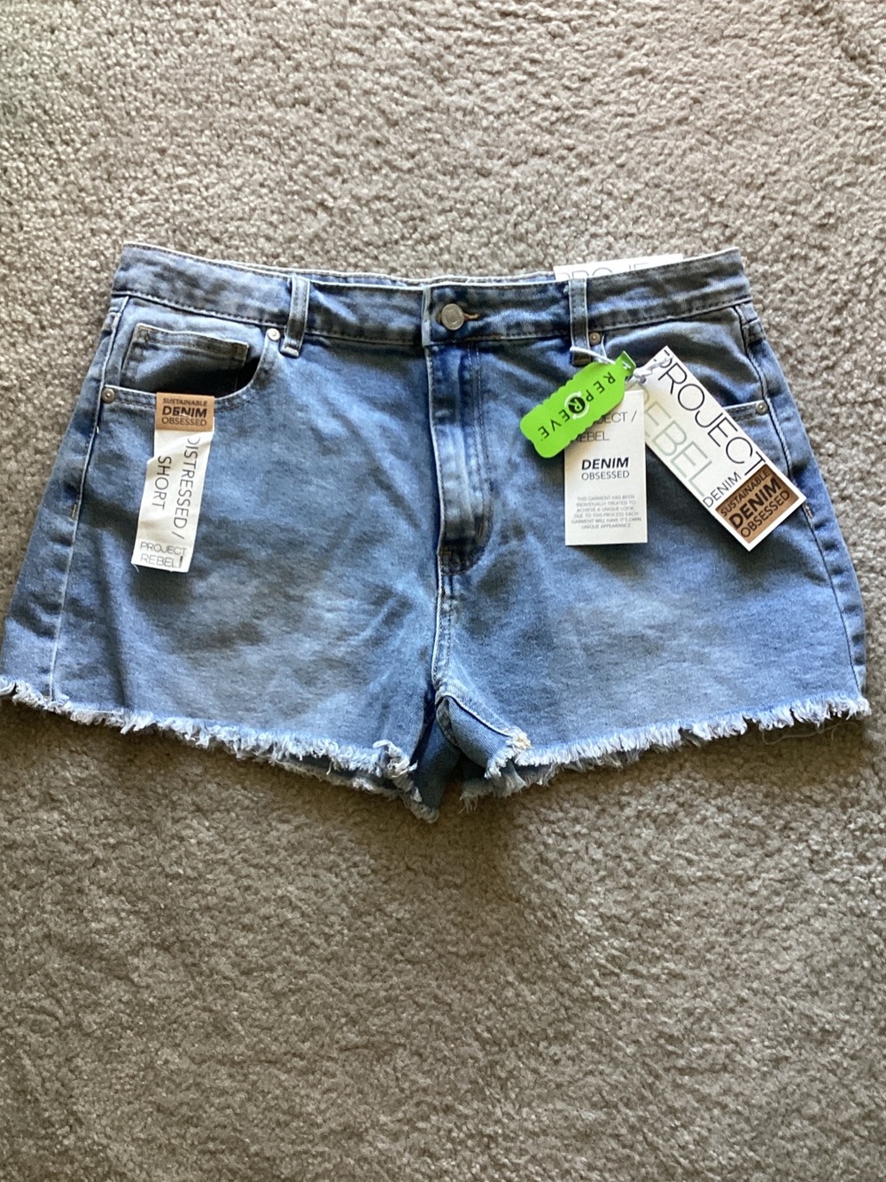 Light Blue Distressed Denim Shorts